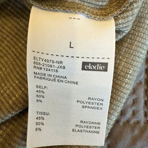 Women's Long Sleeve Ruffled Edge Top, Light Olive Green - Picture 6 of 6